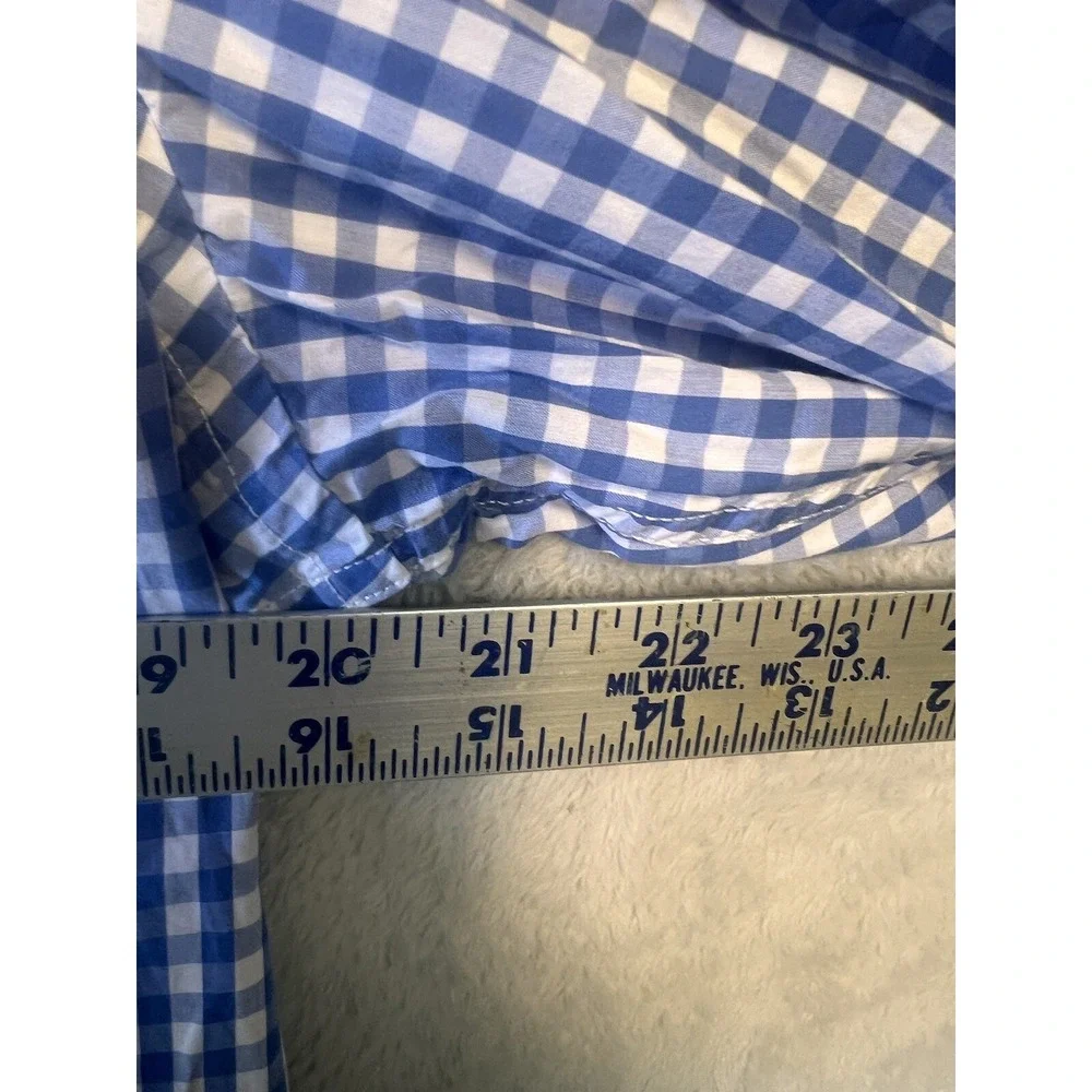 Banana Republic Button Down Mens L Blue Excellent Soft Wash Tailored Slim Gingha